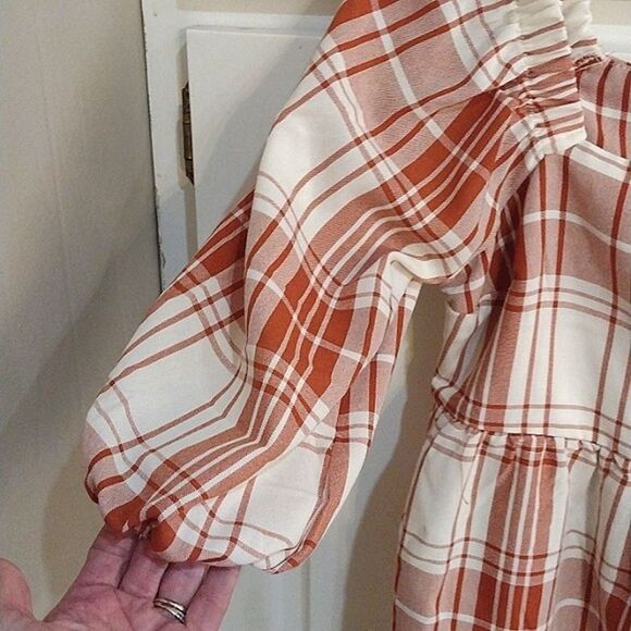 New Monteau Los Angeles Tiered Women’s Dress Red Plaid Size Small - Picture 4 of 7